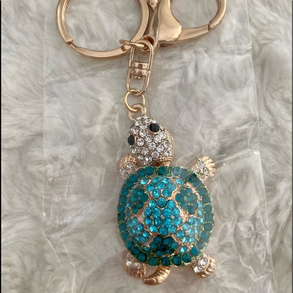 Rhinestone Turtle Purse Charm Keychain - Picture 1 of 2